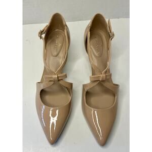 Women's Zeffer 3 Strappy Bow Kitten Heel Pumps Size 9.5M Light Natural NWT